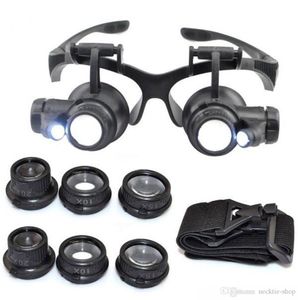 10X 15X 20X 25X magnifying Glass Double LED Lights Eye Glasses Lens Magnifier Loupe Jeweler Watch Repair Tools glitter20083956961