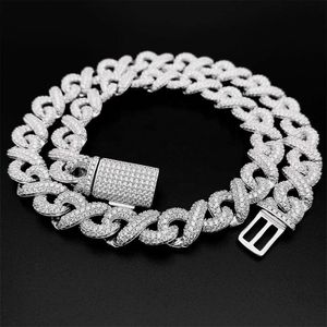 Popular Trendy Hip Pop Rich Choker Anklet 925 Silver Sterling 20" 13mm Iced Out Vvs Moissanite Cuban Chain Necklace