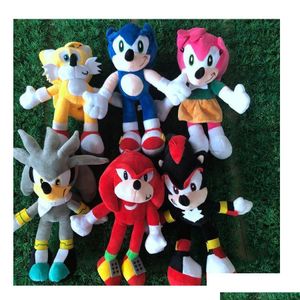 Мягкие плюшевые животные 28 см N прибытие Sonic The Hedgehog Tails Knuckles Ecna Toys подарок Прямая доставка подарки Dhoxm