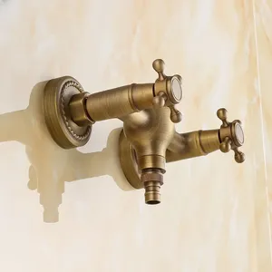 Смесители для раковины в ванной Vidric, античная латунь, смеситель для стиральной машины с двойной ручкой и смесителем для холодной воды в настенную раковину