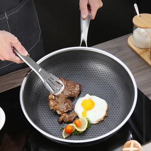 Pans Frying Pan 316 Stainless Steel Honeycomb Cooking Nonstick Noncoated Full Screen Omelet Steak Pancake Cookware Skillet Kitchen 231213