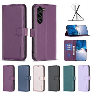 Capas carteira de couro PU da moda para Samsung S24 Plus A05 A05S A35 A55 A15 S23 FE A25 Simples Business Credit ID Card Slot Holder Flip Cover Magnetic Stand Holder Bolsa