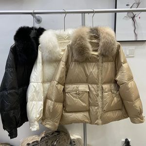 Homens para baixo parkas 2023 moda outono inverno real vison casaco de pele feminino natural pato branco pena jaqueta luxo outerwear solto streetwear 231213