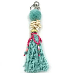 Anahtarlık 2023 Parlatıcı Pompomlar Püskül Kolye Keychain Boho Anahtar Yüzükler Bohem Büyük Zincirler Sevimli Vintage Müce