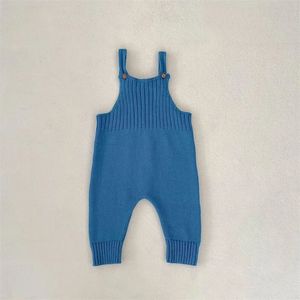 Armatürler miniainis sonbahar bebek kot mavi romper kızlar örme kayış uzun tulum erkekler uzun genel bodysuit çocuk kıyafetleri 231212