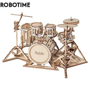 3D-пазлы Robotime 3D-музыкальный инструмент Деревянная игра-головоломка Сборка саксофона Барабан 4 вида DIY Kit Аккордеон Виолончель Игрушка в подарок для детей 231212