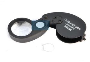 Pieghevole 40X 25mm Lente d'ingrandimento per occhiali Orologio da gioielli Compatto Lupa Lampada a luce LED Lente d'ingrandimento Microscopio Lupas De Dumento Loupe6553690
