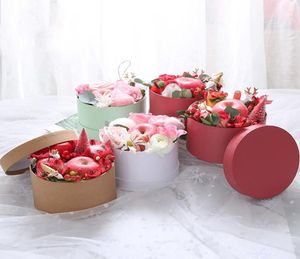 Mini yuvarlak karton kağıt çiçek kutuları gül kutusu valentine039s gün çiçekçi hediye partisi lehine ambalaj düğün dekorasyonu wrap2282020
