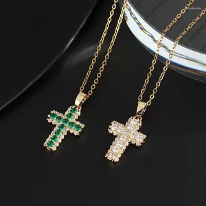 Ожерелья с подвесками, ожерелье для женщин, комплект когтей с покрытием из 18-каратного золота и зеленым кристаллом, циркониевый крест, винтажные персонализированные модные украшения