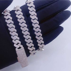 Custom Hip Hop Jewelry 925 Sterling Silver Diamond Moissanite Iced Out Cuban Link Chain