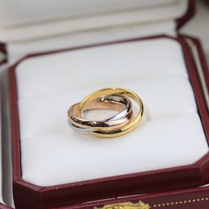 Trinity Ring Tasarımcı Yüzük Tasarımcı Takı Lüks Takı Altın Gümüş Gül Altın Yüzük Kadınlar ve Erkekler için Alyans Önerme Yüzükleri Kutu ile En Kalite Hediye