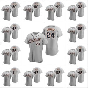 Detroit''Tigers Herren #24 Miguel Cabrera 20 Spencer Torkelson 28 Niko Goodrum 56 Spencer Turnbull Custom Youth Grey Authentic Road Jersey