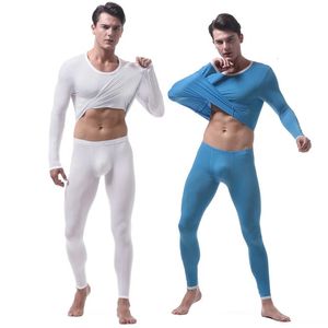 Erkekler Termal iç çamaşırı Erkek Buz İpek İnce Alt Takım Sonbahar Kış Yah Farzamlı Adam Tayt Pijamaları 231212