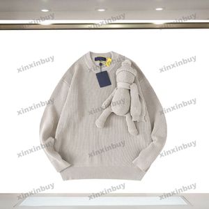 Xinxinbuy 2024 Erkekler Tasarımcı Hoodie Sweatshirt Sandık Bebek Mektup Nakış Uzun Kollu Kadınlar Mavi Siyah Beyaz Gri S-3XL