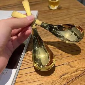 Spoons ins Stainless Steel Korea Soup Home Kitchen Ladle Capacity Gold Silver Mirror Polished Flatware for Coffee Tableware 231213