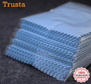 Gümüş Mücevher için Çanta ile Gümüş Parlatma Bezi Temizlik Anti Kesim Mavi Renk Mikrofiber Süet8910185