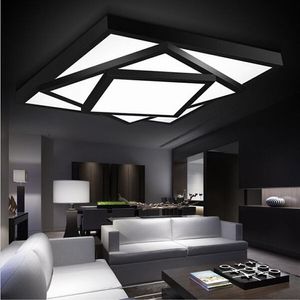 Simples e moderno arte de metal luz teto geométrica led montagem embutida iluminação lustres quadrados acabamento pintado para sala estar quarto297i