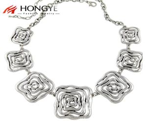 2020 en yeni gerdanlık kolyeler moda kadınlar gümüş kaplama çiçek tıknaz zincirler kare deyişli kolye kadın etnik mücevher2547562