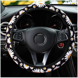 New Universal Car Cute Daisy Flower Car Interior Decoration Knitted Steering Wheel Cover Styling Interior Accessories Product