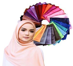 Kadınlar Katı Saten İpek Eşarp Hicab Şalları Düz ​​Head Sarma Baş Bandı Müslüman Hicam Scarves Bandanas 36 Renkler2880609