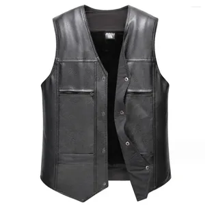 Gilet da uomo Gilet in ecopelle Cappotto con calda fodera in velluto Giacca senza maniche da uomo per taglie XL 4XL Elegante e pratico