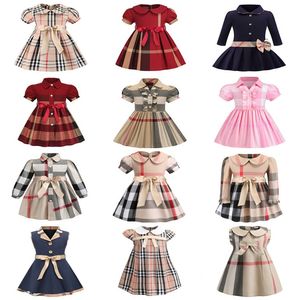 Bebek Çocuk Giysileri Kızlar Elbiseler Yeni Stiller Ekose Giyim Yay Pamuk Çocuk Giyim Çocuk Giyim Sonbahar Moda 2-8 Yıl Mini Etek Elbiseler