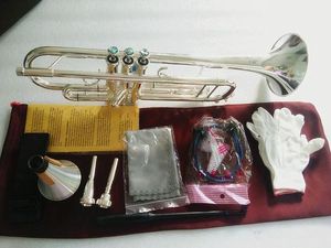 Pirinç trompet gümüş kaplama LT180S-43 Stradivarius Trompetler Horn Professional Bb Enstrüman Müzikalleri Profesyoneller Ağızlık