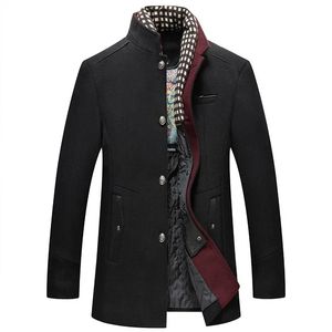 Мужские куртки-тренч Manteau, осенне-зимнее мужское приталенное пальто с двойным воротником, деловое повседневное утепленное шерстяное твидовое пальто S-3XL 231213