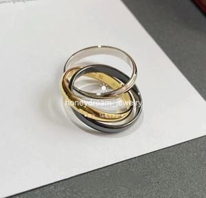 Trinity Ring Gül Altın Beyaz Altın Fabrika Tasarımcısı Takı Elmas Özel Gül Altın Platin Altın Tri-Renk Yüzük