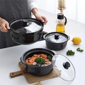 Soup Stock Pots 1L Crock cookware Casserole Ceramic Saucepan High Temperature Resistant Cooking Pan Gas Stove 231213