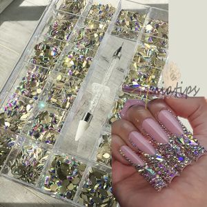 Decorações de arte de unhas tamanho misto de alta qualidade conjunto de cristal de vidro pedra broca caneta manicure acessórios suprimentos 231213