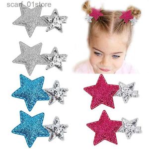 Аксессуары для волос головного убора OAOLEER 2PCS/MOT MITE SILLING Star Hair Clip для детей девочки розовые блеск штифты для волос Barrettes детские аксессуары для волос Headwear Giftl231214