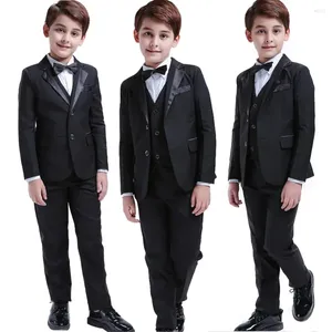 Мужские костюмы LOLANTA, 5 шт., черный формальный детский костюм на свадьбу для маленьких мальчиков, платье-смокинг, праздничное платье с кольцами, От 3 до 12 лет, дети, джентльмены