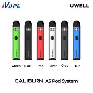 Original UWELL CALIBURN A3 Pod System Kit 520 mAh 13 W mit 2 ml Caliburn-A3 nachfüllbarer Pod-Kartusche FeCrAl Meshed 1,0 Ohm Verdampfer E-Zigarette Vape Kit