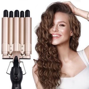 Krultangen Keramisch Glazuur 5 Barrel Hair Crimper Beach Waver Krultang Snelle Verwarming Haarkrulspeld Machine 5 Barrels 13-16mm 231213