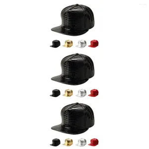 Top Caps 3pcs Unisex Timsah Beyzbol PU Ayarlanabilir hip hop düz ağzı şapkalar Snapback (Siyah)