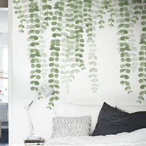 El boyası 85cm uzunluğunda yeşil yapraklar sarmaşıklar duvar çıkartmaları bahar duvar çıkartmaları oturma odası yatak odası ev dekor duvar resimleri dekoratif