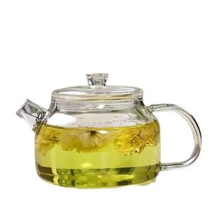 Бутылки для воды небольшой емкости, прозрачный стеклянный чайник с фильтром, термостойкий цветочный чайник, бытовой горшок кунг-фу, чайная посуда 231214