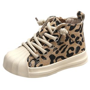 İlk yürüyüşçüler 12519cm moda çocuk spor ayakkabılar bot süet leopar kızlar erkek spor ayakkabıları Toddler ayak bileği 03 yıl çocuk sonbahar bahar 231213
