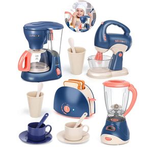 Kitchens Play Food Mini Household Pretend Kitchen Appliances Toy Set with Coffee Maker Machine Blender Mixer and Toaster for Kids Gifts 231213