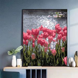Картины цветок розы гостиная декоративная живопись закат роза оптовая продажа цифровое масло ручная работа лечение 231214