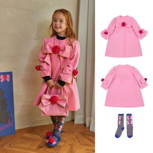 Пуховое пальто Корейская детская одежда Розовые куртки на весну 2024 года для девочек Розовая принцесса Верхняя одежда Пальто Детская верхняя одежда Одежда 231214
