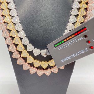 Fine Jewelry Hip Hop Mens Iced Out Moissanite Diamonds Heart Miami Cuban Link Chain Bracelet Baguette