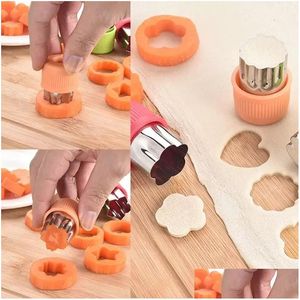 Utensili per frutta e verdura Set da 3 pezzi Piccolo acciaio inossidabile Pp Protezione per le mani Utensili da taglio per frutta e verdura fantasia Stampo per biscotti per biscotti Kitche Dhokf