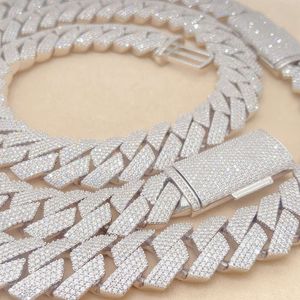 Popular Jewelry Hip Hop Rapper 925 Silver Iced Diamonds Heavy Chain Miami Mens 18mm Cuban Link