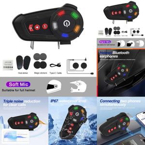 Eletrônicos do carro bluetooth capacete da motocicleta fone de ouvido sem fio fones handsfree chamada estéreo à prova dwaterproof água com redução ruído luz ambiente