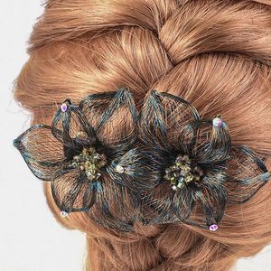 Orijinal Tasarım El yapımı bakır tel çiçek şekli saç klipleri Kadınlar için kızlar Çin tarzı örgülü aksesuarlar