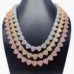 New Style Iced Out Heart Charms Choker Moissanite Diamond Layer Cuban Link Luxury Chain Necklace