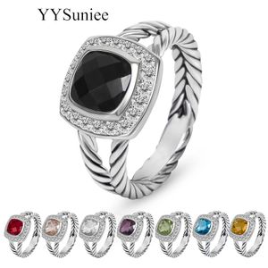 Обручальные кольца YYSuniee, вдохновленный дизайнером бренда Дэвида с кубическим цирконием, массивные кольца, античная мода, витой кабель, ювелирные изделия, подарок для женщин 231215