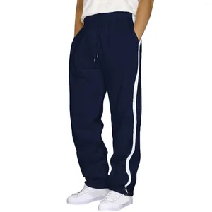 Calças masculinas bloco de cor sweatpants tether tamanho grande calça solta outono e inverno esportes retalhos calças outfits jogging
